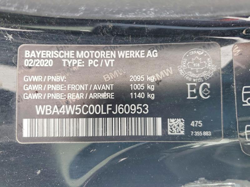 76524385 :رقم المزاد ، WBA4W5C00LFJ60953 vin ، 2020 Bmw Motorrad 430xi مزاد بيع