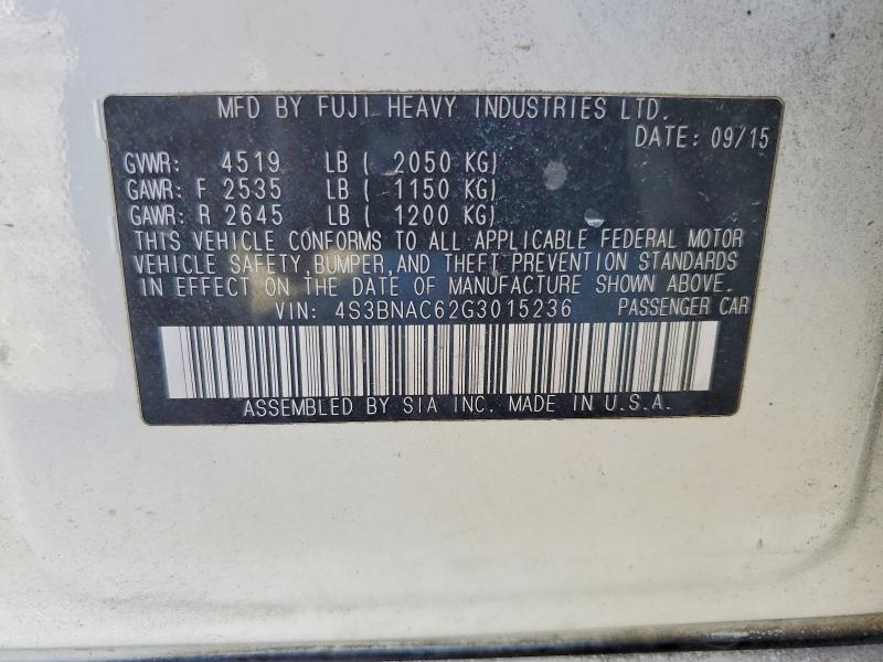 Aukcja sprzedaży 2016 Subaru Legacy, vin: 4S3BNAC62G3015236, numer aukcji: 77550825
