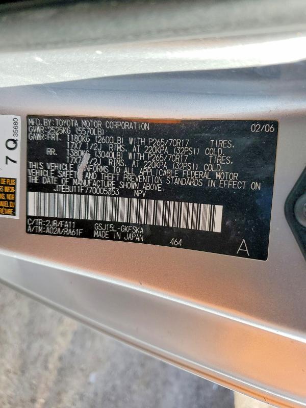 Продаж на аукціоні авто 2007 Toyota Fj Cruiser, vin: JTEBU11F770005353, номер лоту: 79031495