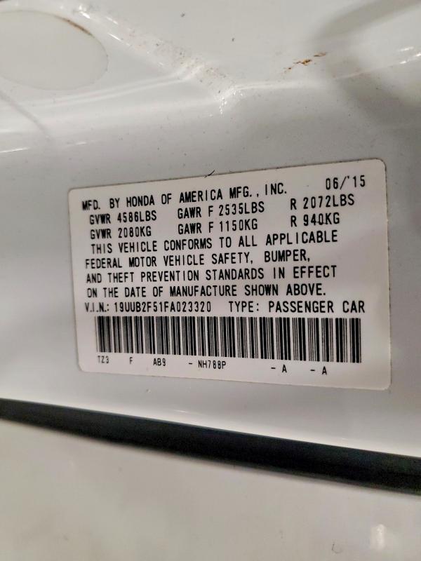 73617965 :رقم المزاد ، 19UUB2F51FA023320 vin ، 2015 Acura Tlx مزاد بيع