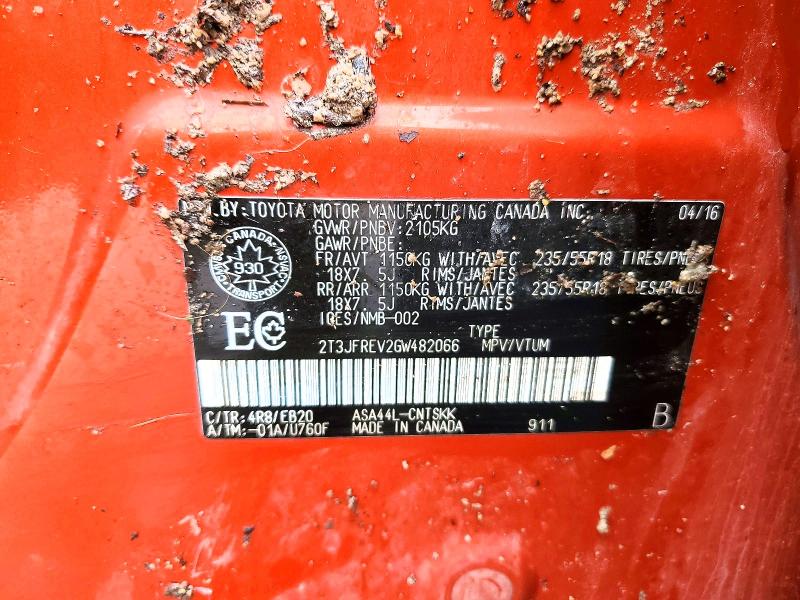 Aukcja sprzedaży 2016 Toyota Rav4, vin: 2T3JFREV2GW482066, numer aukcji: 77425895