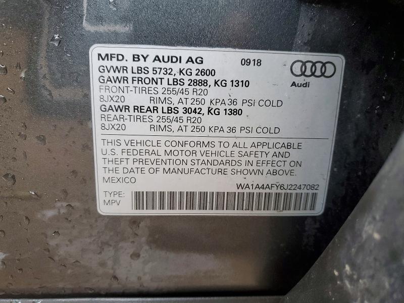 Aukcja sprzedaży 2018 Audi Sq5, vin: WA1A4AFY6J2247082, numer aukcji: 77724885