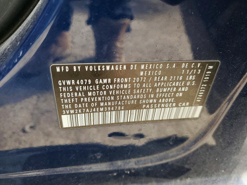 Продажа на аукционе авто 2014 Volkswagen Jetta, vin: 3VW2K7AJ4EM394784, номер лота: 75424095
