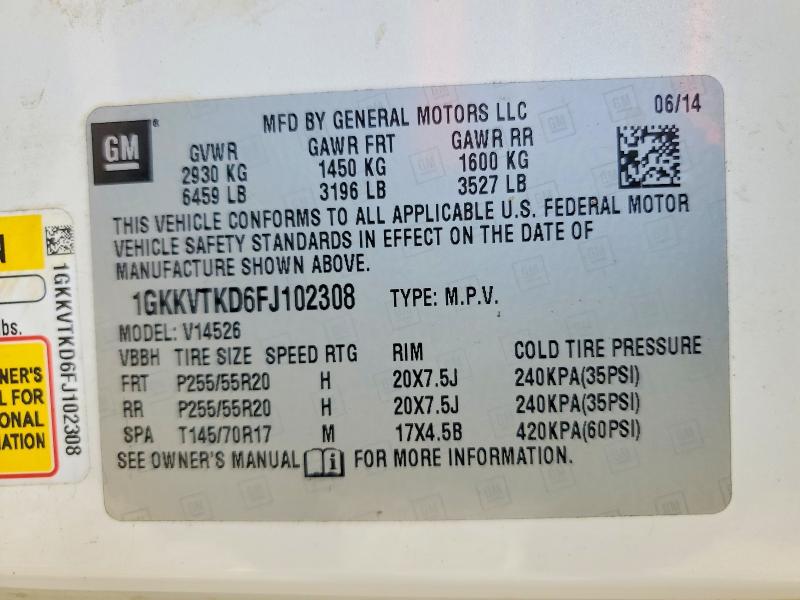 Продажа на аукционе авто 2015 Gmc Acadia, vin: 1GKKVTKD6FJ102308, номер лота: 78302805