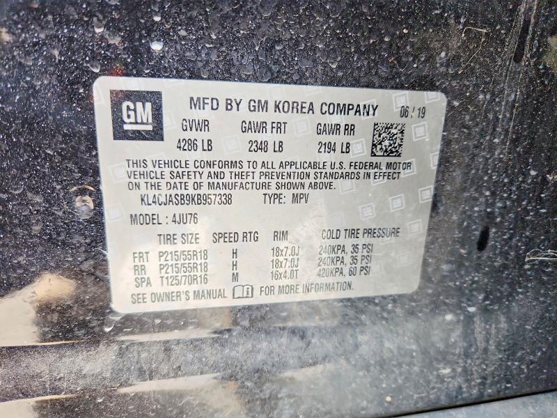 Aukcja sprzedaży 2019 Buick Encore, vin: KL4CJASB9KB957338, numer aukcji: 78836105