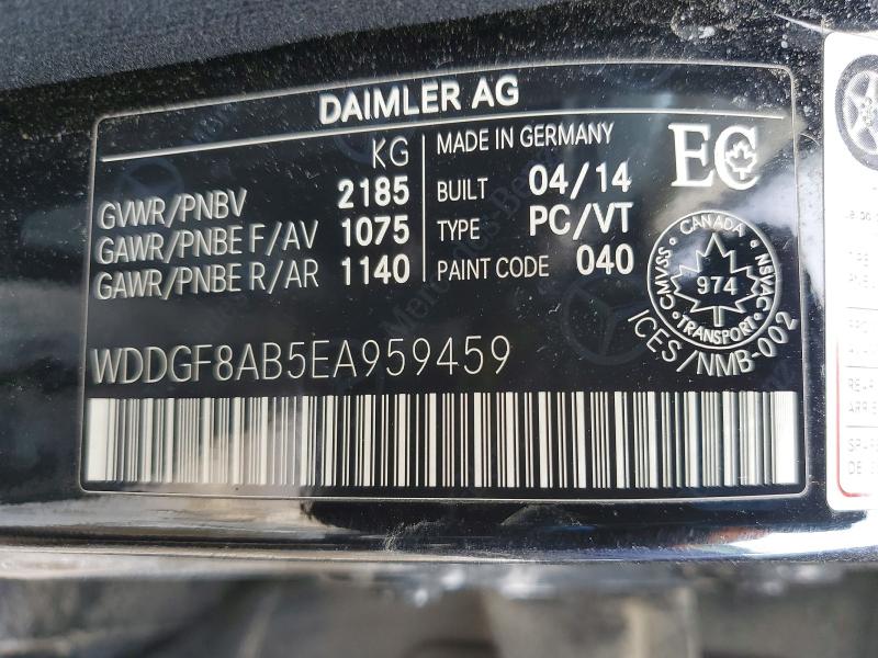 78622745 :رقم المزاد ، WDDGF8AB5EA959459 vin ، 2014 Mercedes-benz C مزاد بيع