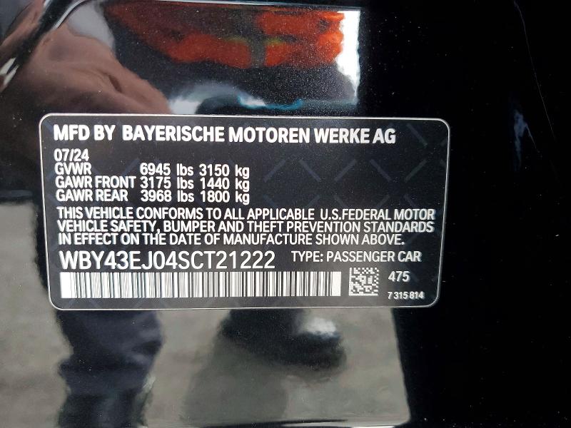 Продажа на аукционе авто 2025 Bmw I7, vin: WBY43EJ04SCT21222, номер лота: 78535055