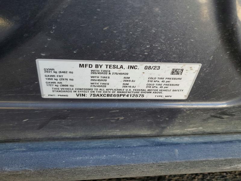 2023 Tesla Model X მანქანა იყიდება აუქციონზე, vin: 7SAXCBE69PF412575, აუქციონის ნომერი: 79303805