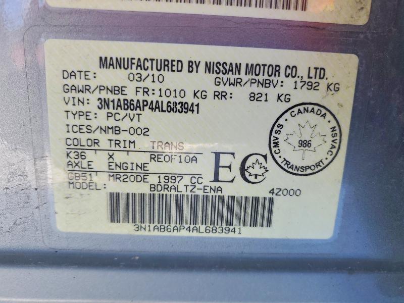 Продаж на аукціоні авто 2010 Nissan Sentra 2.0, vin: 3N1AB6AP4AL683941, номер лоту: 75674415
