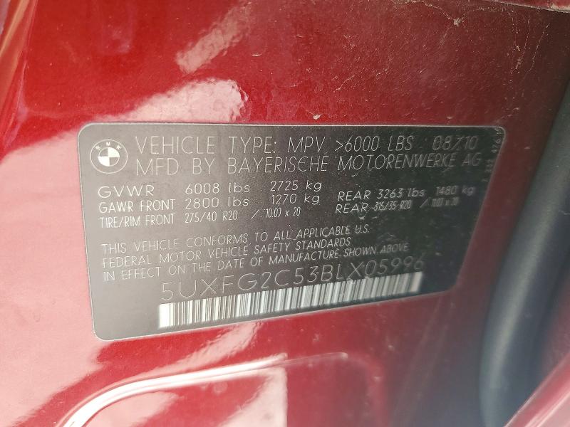 2011 Bmw X6 მანქანა იყიდება აუქციონზე, vin: 5UXFG2C53BLX05996, აუქციონის ნომერი: 77918475