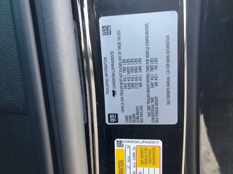 Aukcja sprzedaży 2023 Chevrolet Tahoe, vin: 1GNSKSKL2PR429370, numer aukcji: 77478385