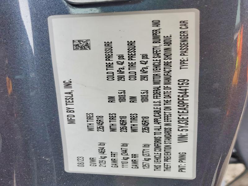 74862865 :رقم المزاد ، 5YJ3E1EA9PF644159 vin ، 2023 Tesla Model 3 مزاد بيع