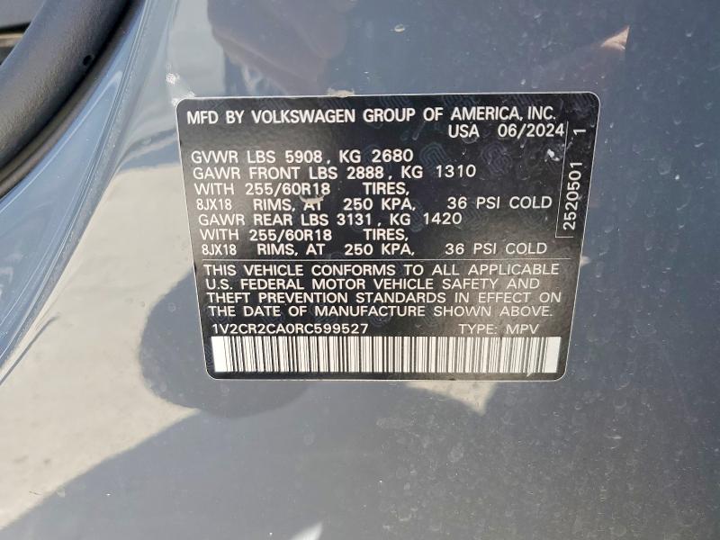 Продажа на аукционе авто 2024 Volkswagen Atlas, vin: 1V2CR2CA0RC599527, номер лота: 77211045