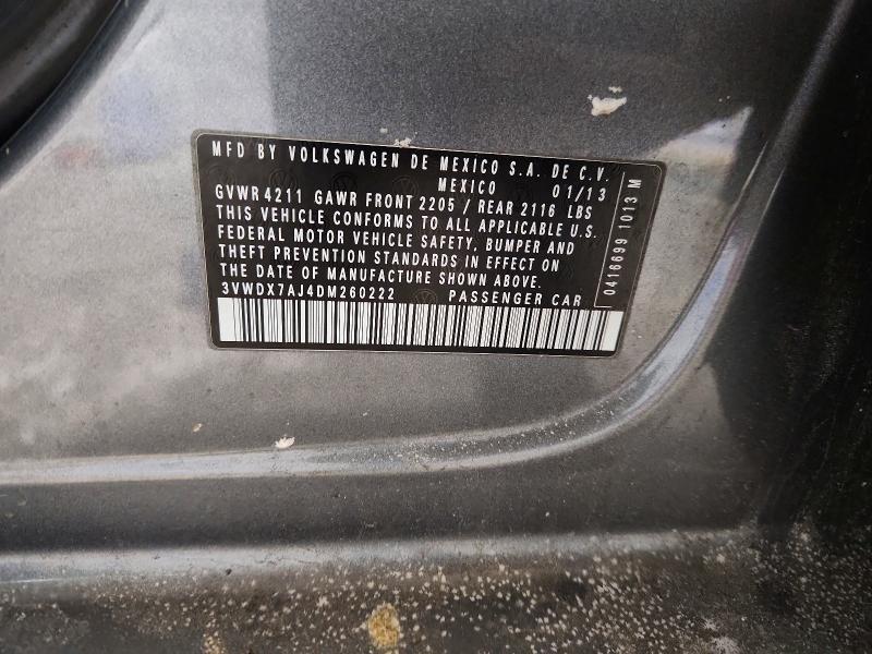 77183295 :رقم المزاد ، 3VWDX7AJ4DM260222 vin ، 2013 Volkswagen Jetta مزاد بيع