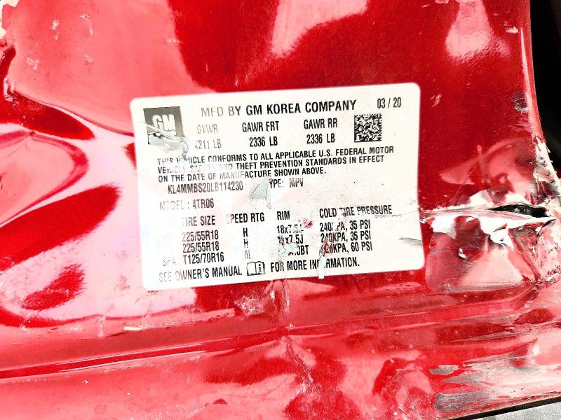 77569955 :رقم المزاد ، KL4MMBS20LB114230 vin ، 2020 Buick Encore Gx مزاد بيع