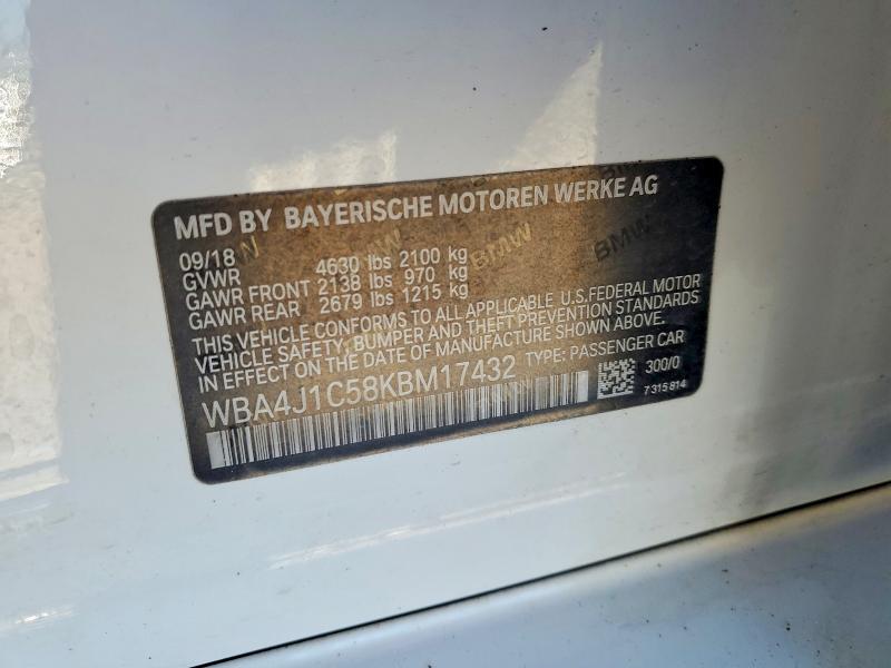 Продажа на аукционе авто 2019 Bmw 430i Gran, vin: WBA4J1C58KBM17432, номер лота: 76598795