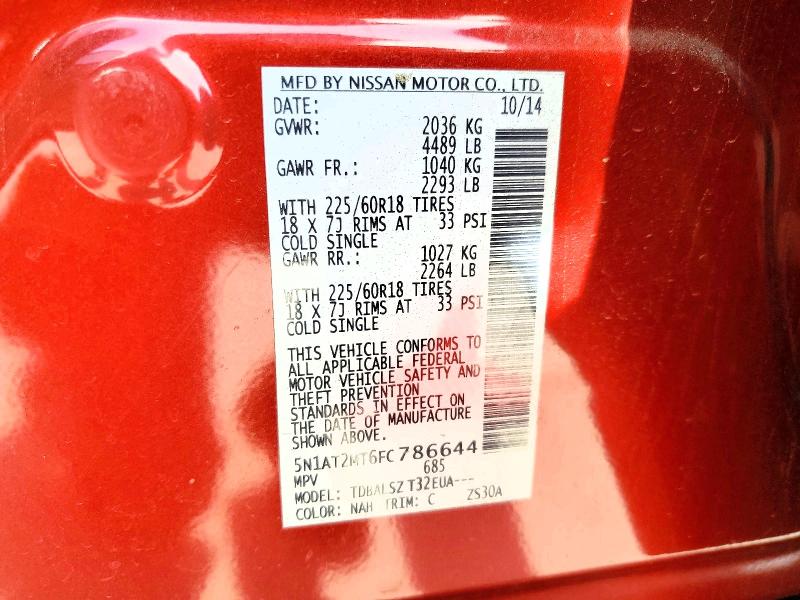 Продажа на аукционе авто 2015 Nissan Rogue, vin: 5N1AT2MT6FC786644, номер лота: 77662295