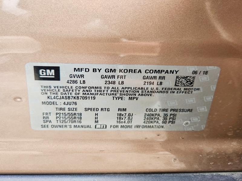 Aukcja sprzedaży 2019 Buick Encore, vin: KL4CJASB7KB709119, numer aukcji: 78528475