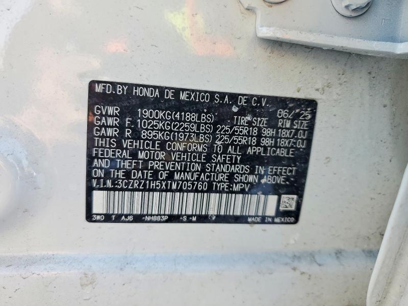2026 Honda Hr-v მანქანა იყიდება აუქციონზე, vin: 3CZRZ1H5XTM705760, აუქციონის ნომერი: 76946875