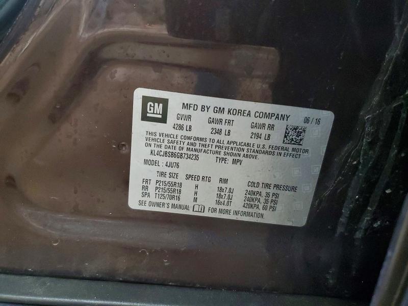 Продаж на аукціоні авто 2016 Buick Encore, vin: KL4CJBSB6GB734235, номер лоту: 77891225