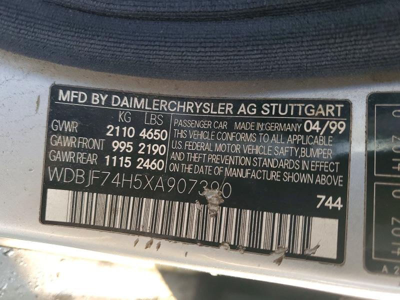 Aukcja sprzedaży 1999 Mercedes-benz E, vin: WDBJF74H5XA907390, numer aukcji: 76926445