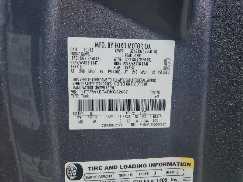 Продаж на аукціоні авто 2013 Ford F150, vin: 1FTFW1ET4DKG32687, номер лоту: 75299005