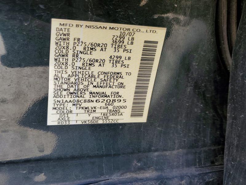 74330355 :رقم المزاد ، 5N1AA08C88N620895 vin ، 2008 Nissan Armada Se مزاد بيع
