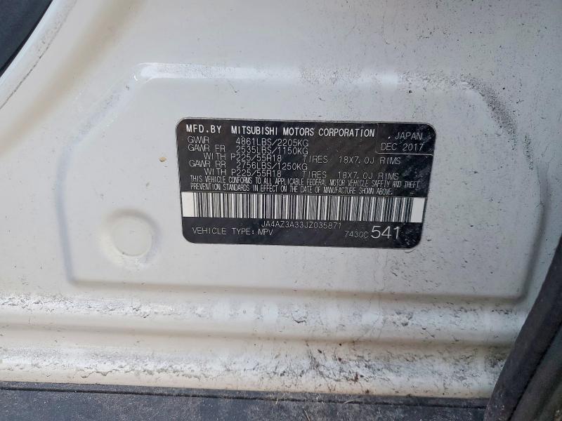 Продаж на аукціоні авто 2018 Mitsubishi Outlander, vin: JA4AZ3A33JZ035871, номер лоту: 77730375