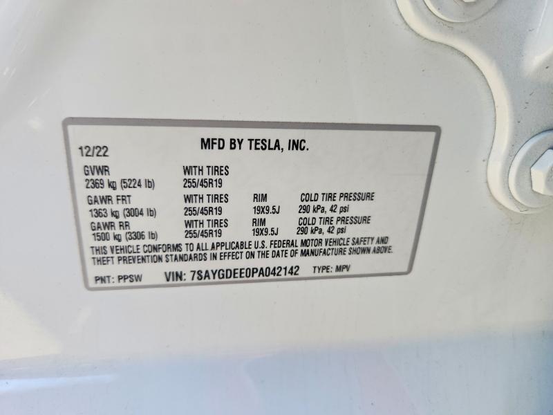 Продажа на аукционе авто 2023 Tesla Model Y, vin: 7SAYGDEE0PA042142, номер лота: 76156775