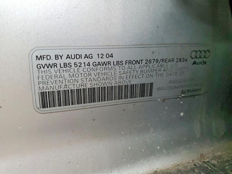 Продажа на аукционе авто 2005 Audi A6, vin: WAUDG94F65N081643, номер лота: 78698975