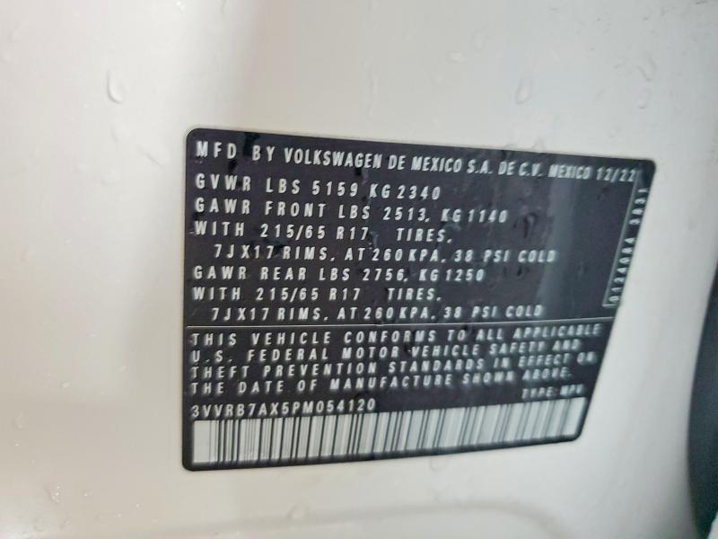 75971505 :رقم المزاد ، 3VVRB7AX5PM054120 vin ، 2023 Volkswagen Tiguan مزاد بيع
