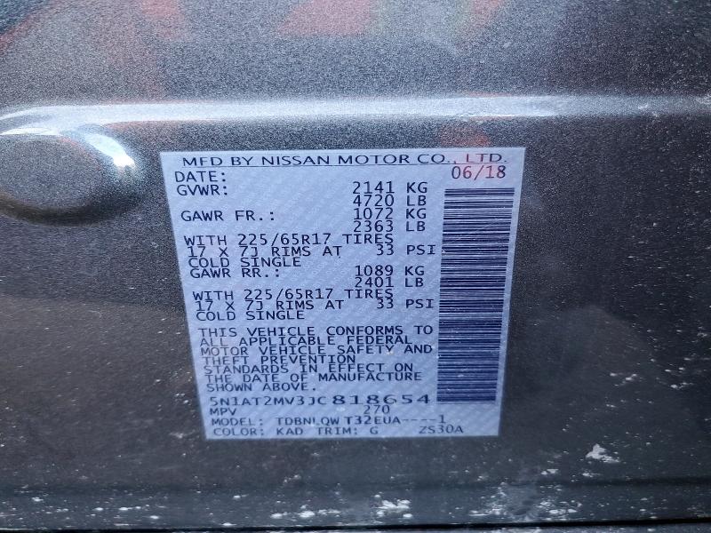 78183185 :رقم المزاد ، 5N1AT2MV3JC818654 vin ، 2018 Niss Rogue مزاد بيع