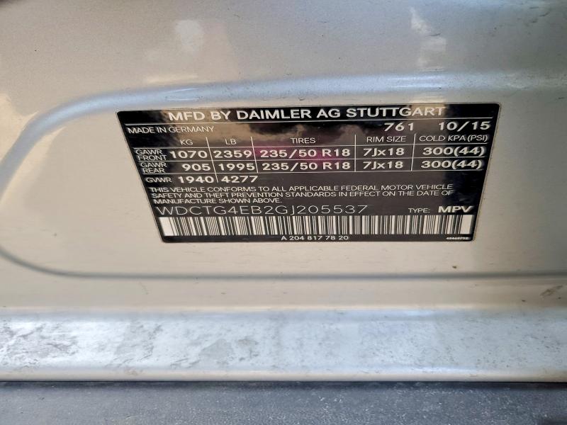 Продажа на аукционе авто 2016 Mercedes-benz Gla, vin: WDCTG4EB2GJ205537, номер лота: 78828215