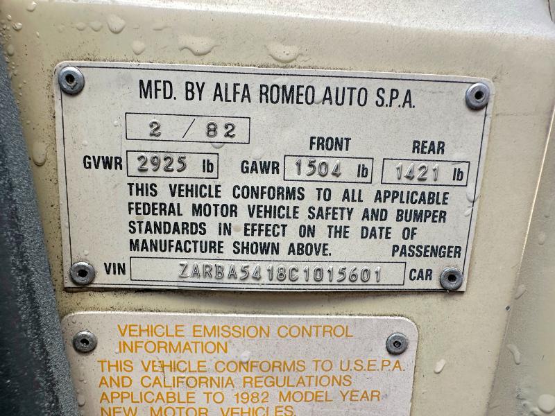 Aukcja sprzedaży 1982 Alfa Romeo Veloce 200, vin: ZARBA5418C1015601, numer aukcji: 76896055
