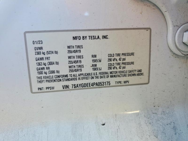 2023 Tesla Model Y მანქანა იყიდება აუქციონზე, vin: 7SAYGDEE4PA053175, აუქციონის ნომერი: 75882655