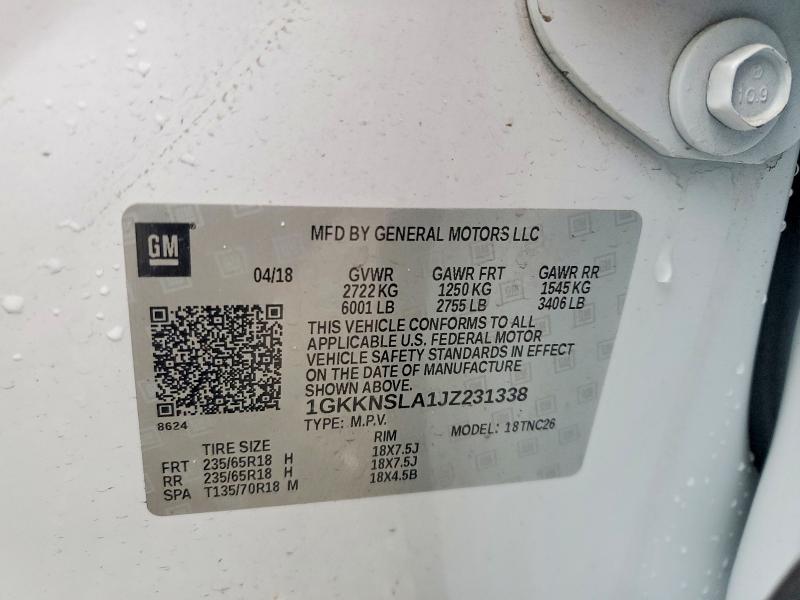2018 Gmc Acadia მანქანა იყიდება აუქციონზე, vin: 1GKKNSLA1JZ231338, აუქციონის ნომერი: 77886285
