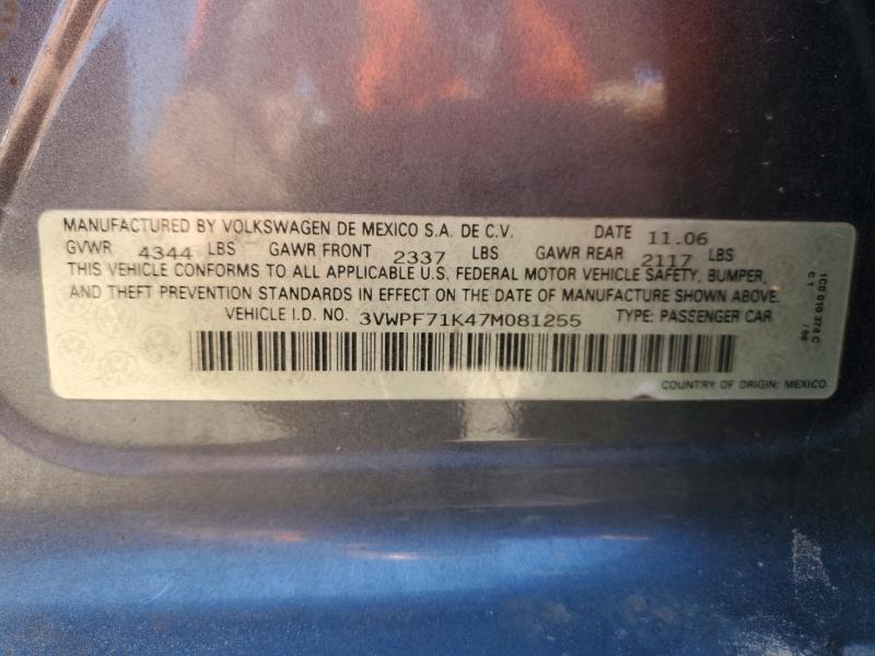 Aukcja sprzedaży 2007 Volkswagen Jetta, vin: 3VWPF71K47M081255, numer aukcji: 77495715