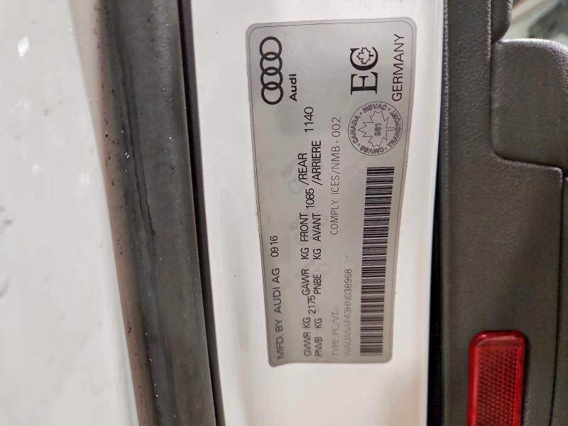 75937455 :رقم المزاد ، WAUANAF43HN038968 vin ، 2017 Audi A4 مزاد بيع