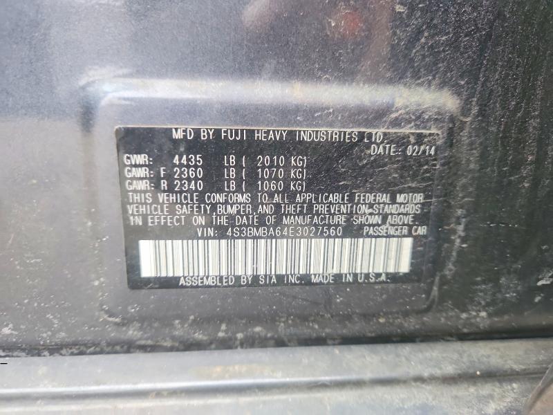 2014 Subaru Legacy მანქანა იყიდება აუქციონზე, vin: 4S3BMBA64E3027560, აუქციონის ნომერი: 77513065