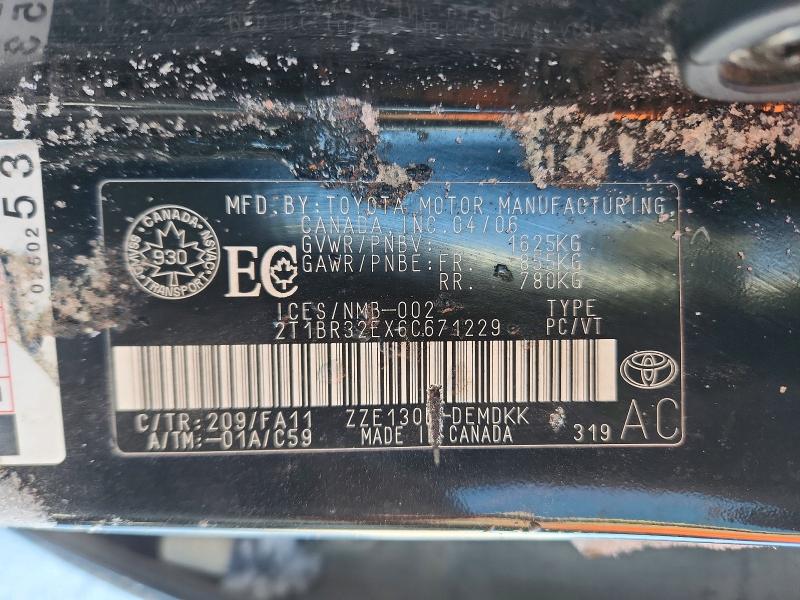 Aukcja sprzedaży 2006 Toyota Corolla, vin: 2T1BR32EX6C671229, numer aukcji: 77794075