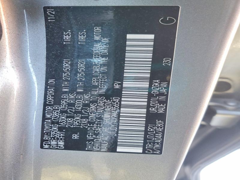 78847735 :رقم المزاد ، JTJDY7AX9M4356540 vin ، 2021 Lexus Lx 570 مزاد بيع