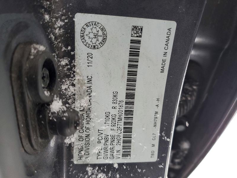 Aukcja sprzedaży 2021 Honda Civic, vin: 2HGFC2F77MH001876, numer aukcji: 77156895