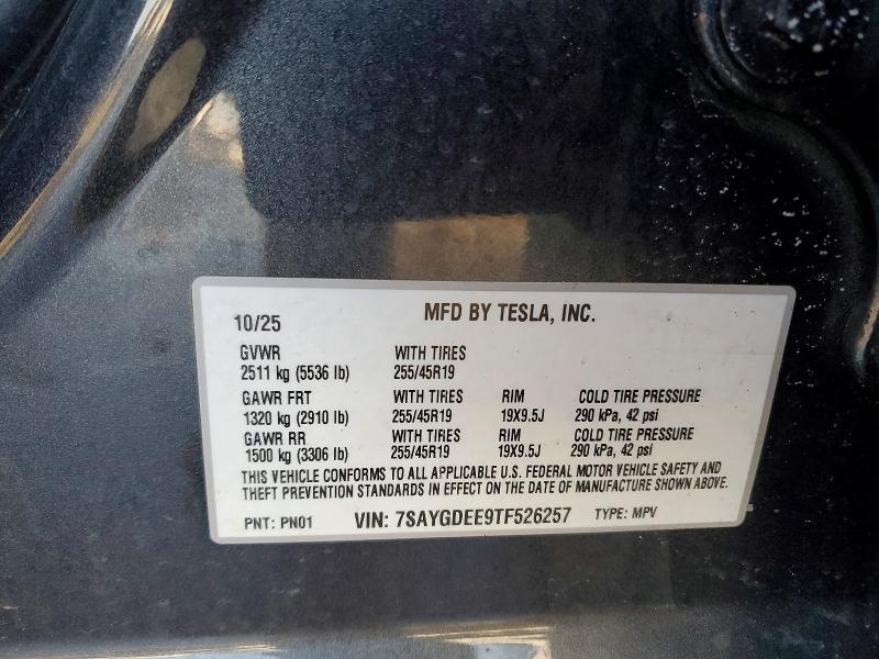 Продаж на аукціоні авто 2026 Tesla Model Y, vin: 7SAYGDEE9TF526257, номер лоту: 76461455