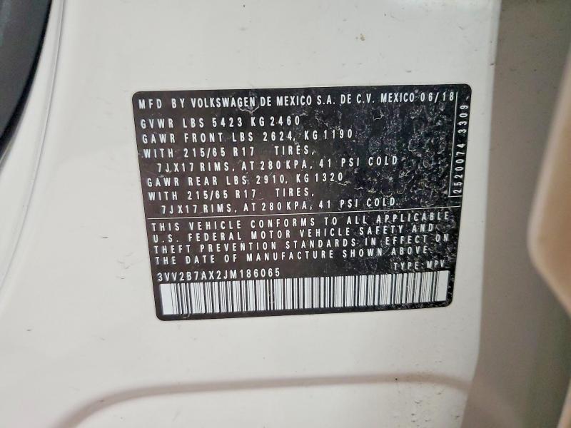 Aukcja sprzedaży 2018 Volkswagen Tiguan, vin: 3VV2B7AX2JM186065, numer aukcji: 78618755