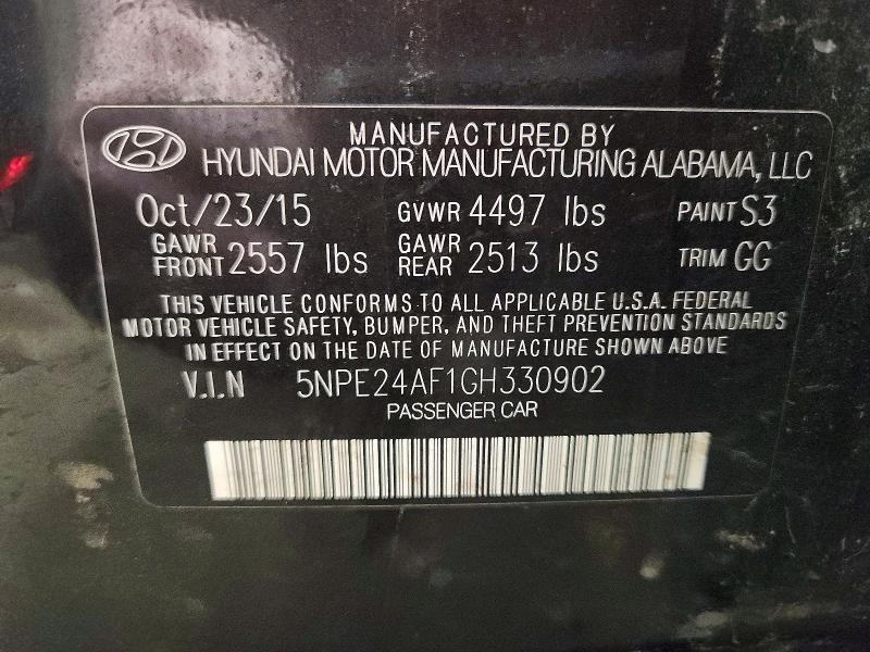 Aukcja sprzedaży 2016 Hyundai Sonata, vin: 5NPE24AF1GH330902, numer aukcji: 76866685