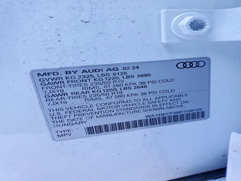 Aukcja sprzedaży 2024 Audi Q3, vin: WA1DECF38R1108129, numer aukcji: 75658035