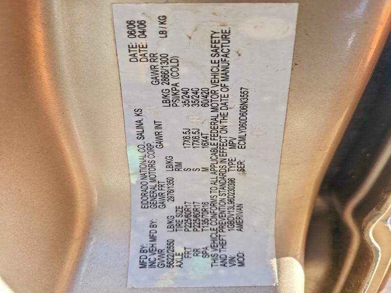 2006 Chevrolet Uplander მანქანა იყიდება აუქციონზე, vin: 1GBDV13L96D230396, აუქციონის ნომერი: 77951555
