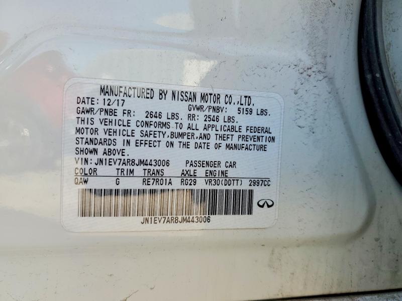 2018 Infiniti Q50 მანქანა იყიდება აუქციონზე, vin: JN1EV7AR8JM443006, აუქციონის ნომერი: 77540625