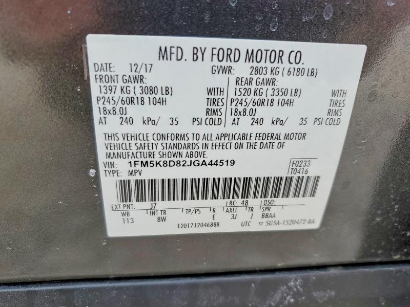 Aukcja sprzedaży 2018 Ford Explorer, vin: 1FM5K8D82JGA44519, numer aukcji: 78537465