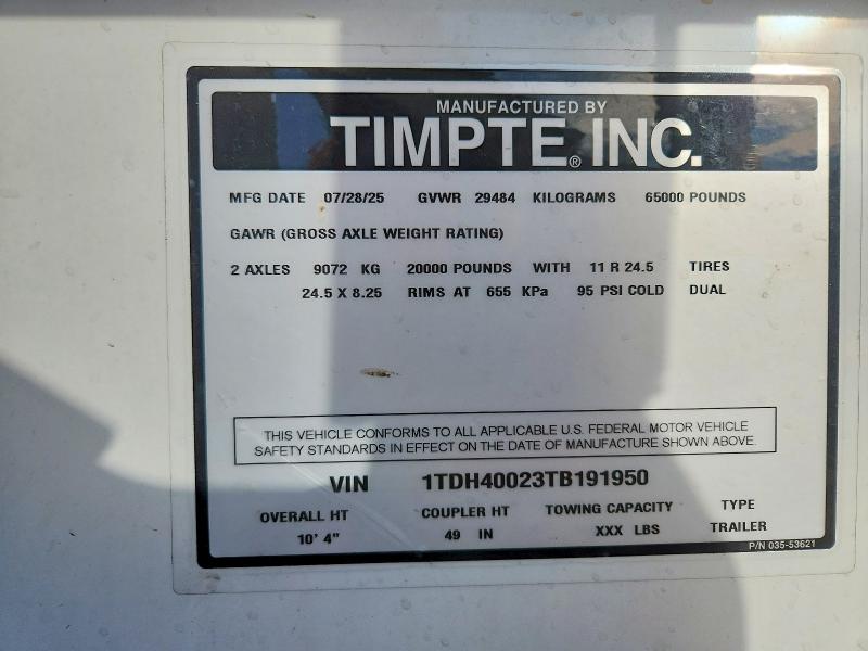 Продажа на аукционе авто 2026 Timpte Construction, vin: 1TDH40023TB191950, номер лота: 51375216